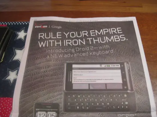 droid 2 full page ad