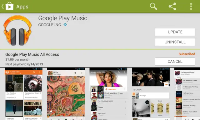 Google Play Music Play Store listing