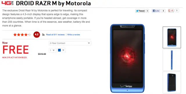 Motorola Droid RAZR M Verizon Wireless