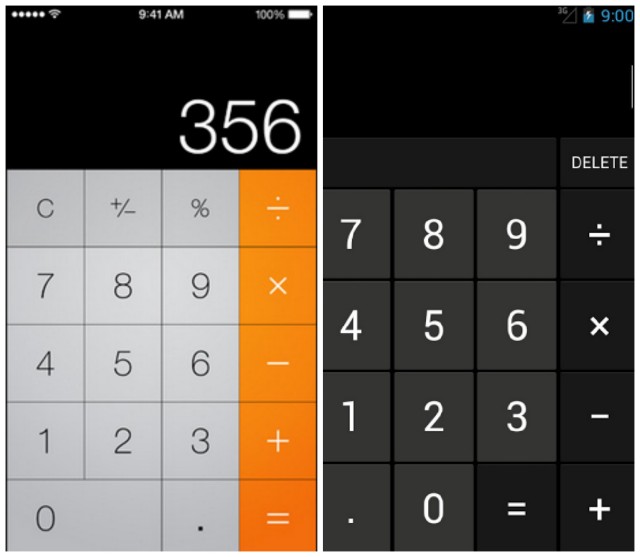 iOS 7 vs Android calculator