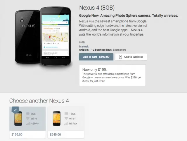 Nexus 4 price drop