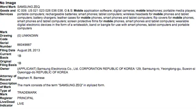 Samsung ZEQ Trademark