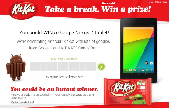 kitkat android contest