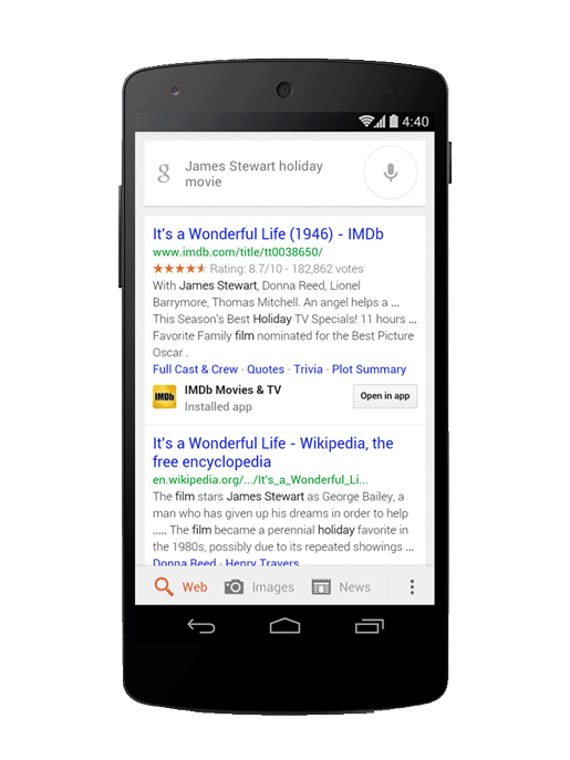 Google Search for Android can now find search results inside (some