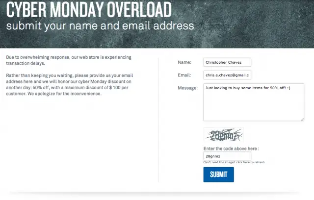TYLY Cyber Monday Overload page