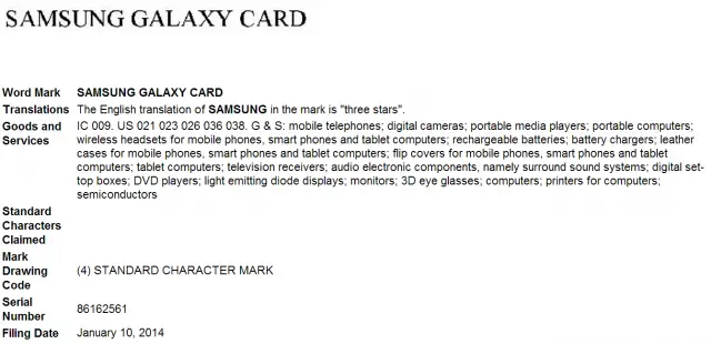 Samsung Galaxy Card trademark
