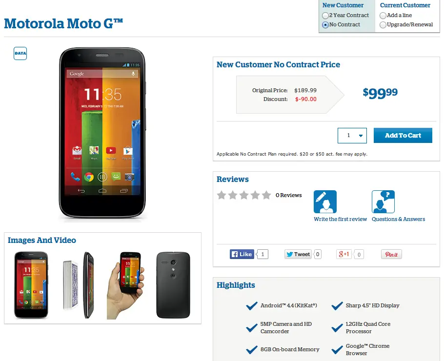 Moto G now available from US Cellular for 99 with no