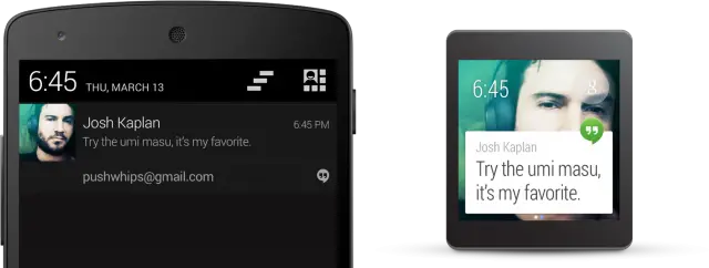 Android smartphone notification and Android Wear