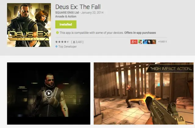 Deus Ex The Fall sale Google Play