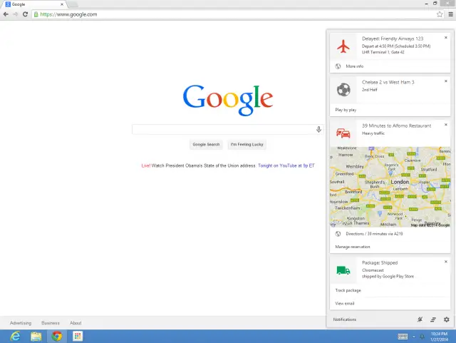 Google Now Chrome screenshot