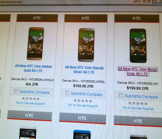 HTC One 2014 Verizon pricing