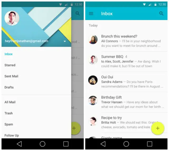Android L Email Material