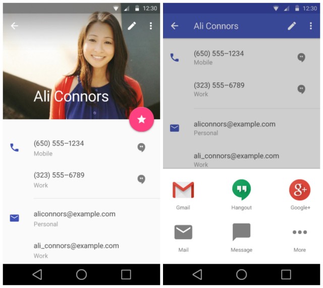 Android L Material Contacts