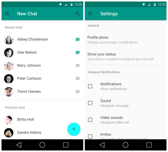 Android L Material Hangouts