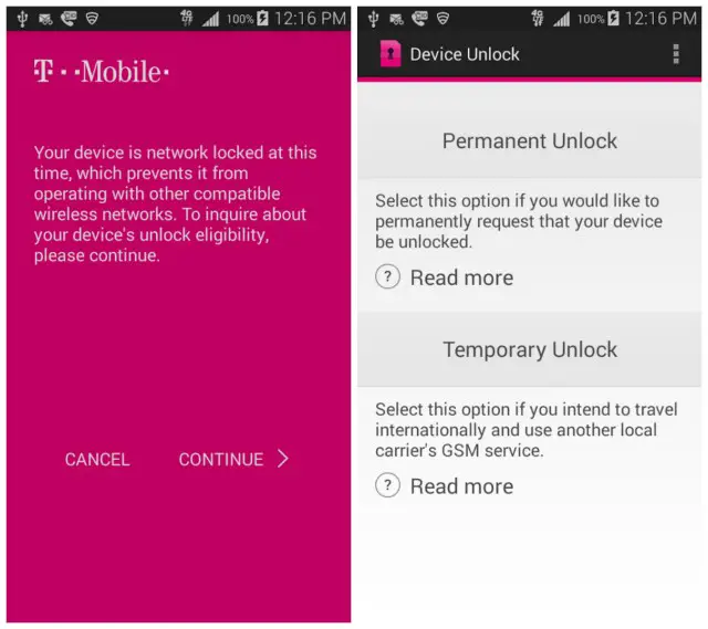T-Mobile SIM unlock app