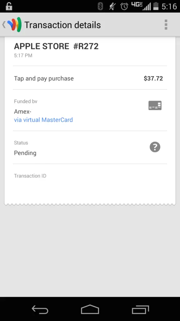 Google Wallet Apple Store receipt