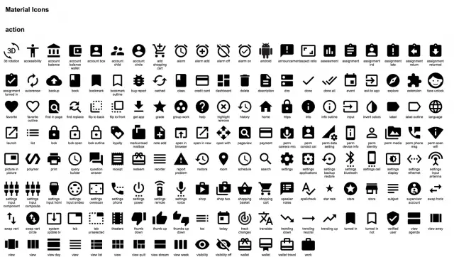 material action icons