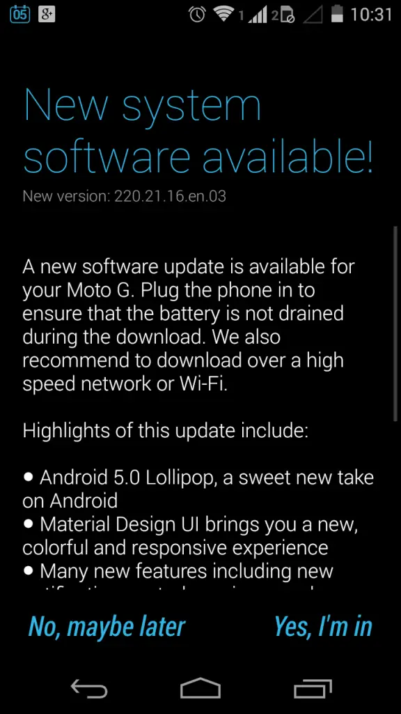 Moto G 2013 Android 5.0 Lollipop 2
