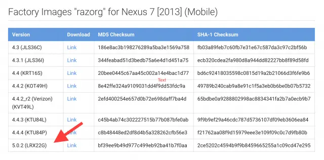 Nexus 7 2013 LTE Android 5.0.2 image