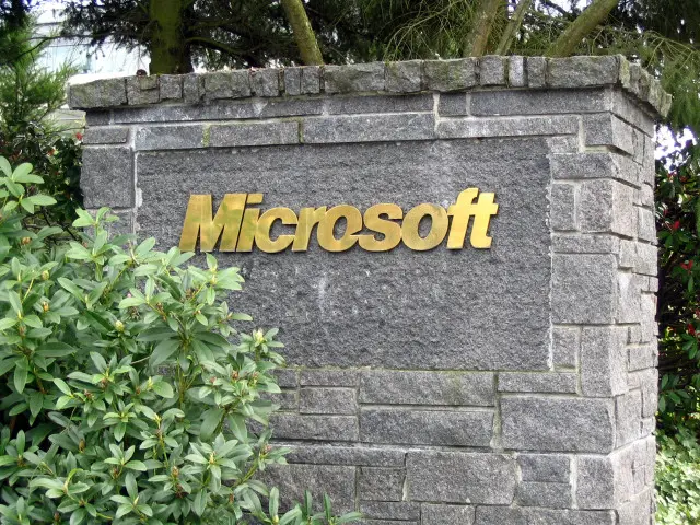 microsoft logo building sign open