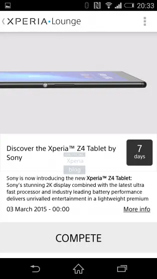 Sony Xperia Z4 Tablet leak Xperia Lounge app