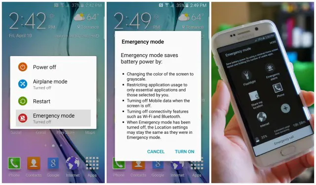 Samsung Galaxy S6 Emergency mode