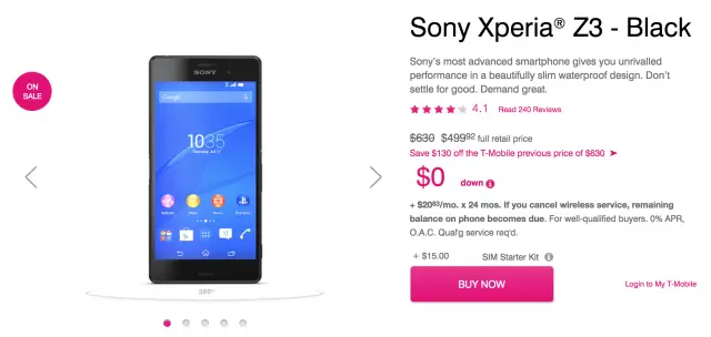 T-Mobile Sony Xperia Z3