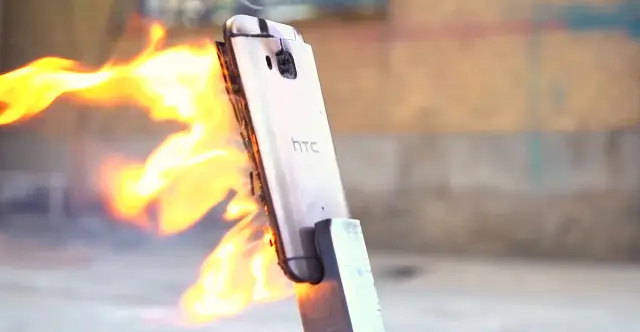 HTC One M9 flame thrower test