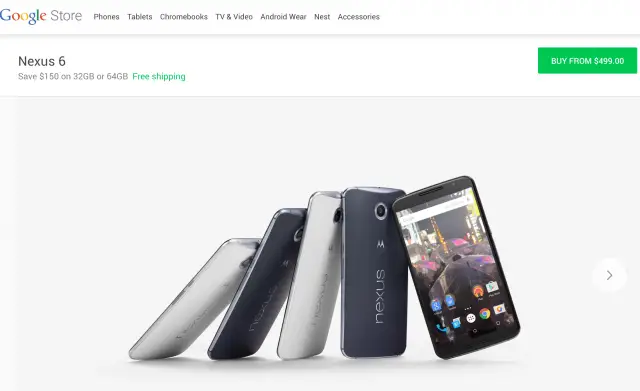 Nexus 6 $150 off Google Store promo
