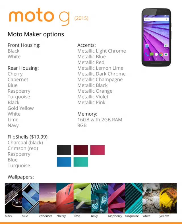 Motorola Moto G Moto Maker customization options