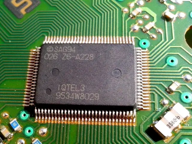 Large computer chip on the board