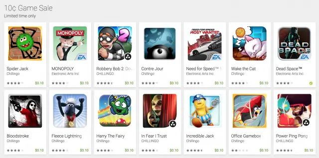 Google Play Store 10 cent sale