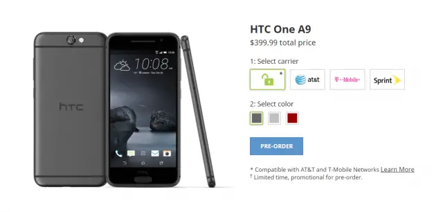 htc one a9 preorder
