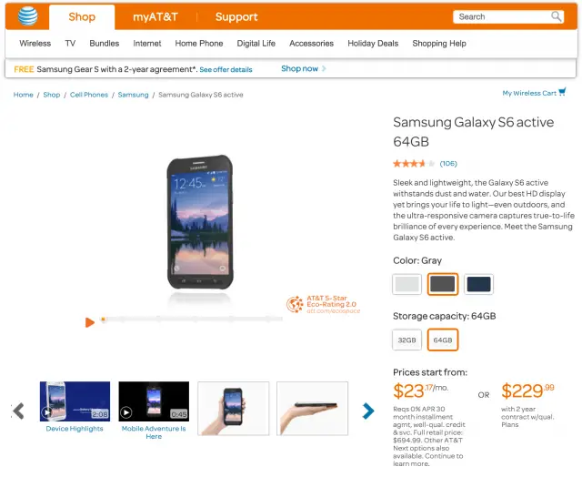 Galaxy S6 Active ATT Samsung