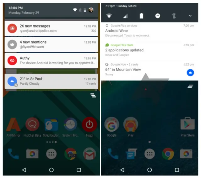 Android N notification shade mockup