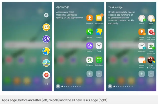 Samsung Android 6.0 Marshmallow Galaxy Edge screen update - Apps Tasks edge