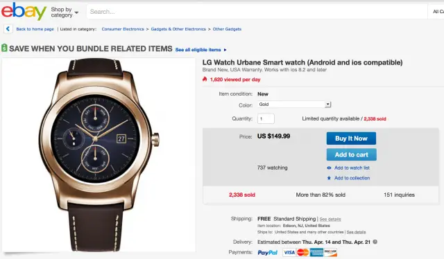 LG Watch Urbane deal eBay