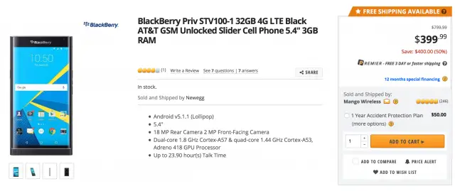 blackberry priv deal newegg