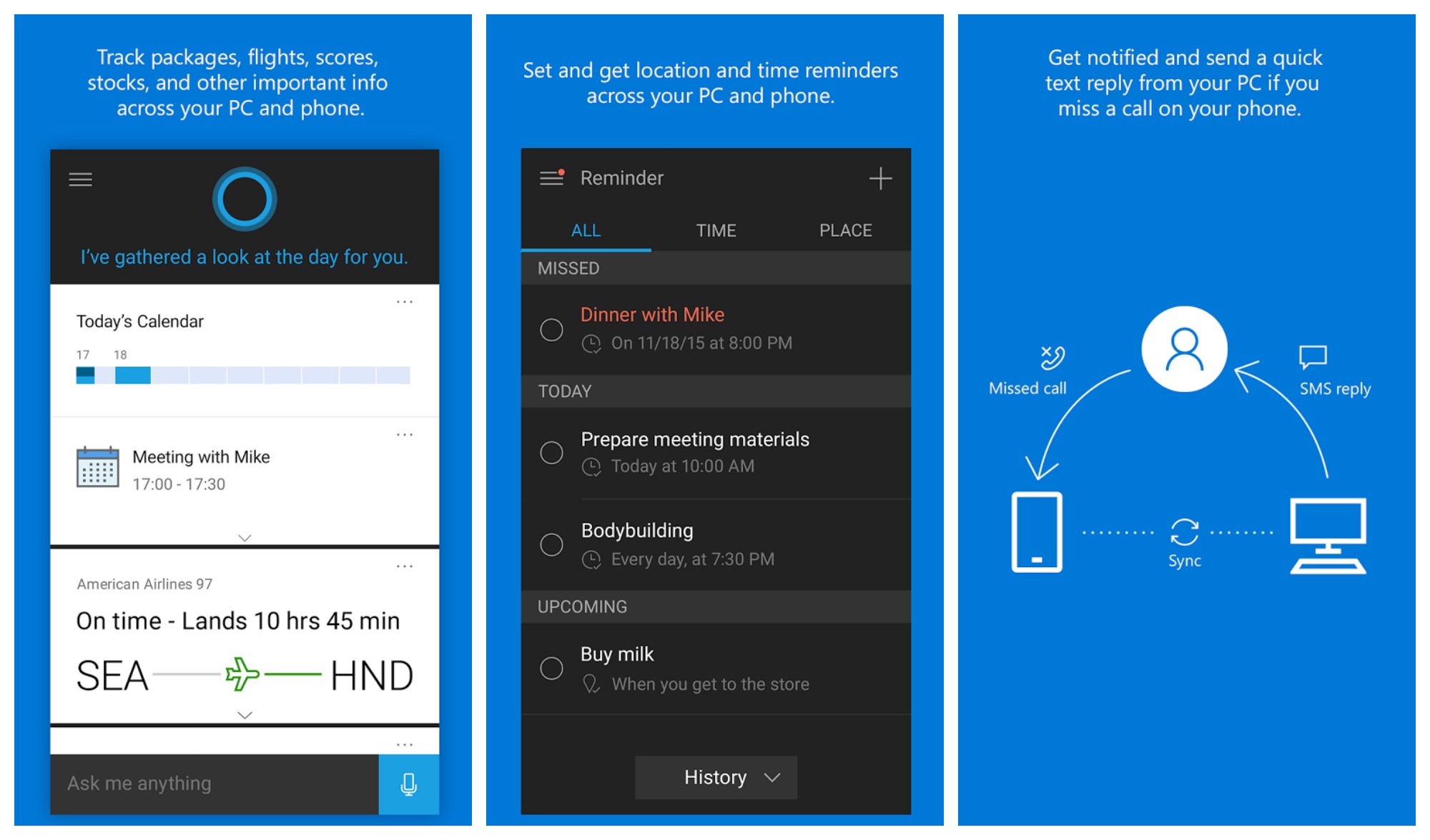 Get Android Notifications On Your Desktop! perladario Cortana-Android-app