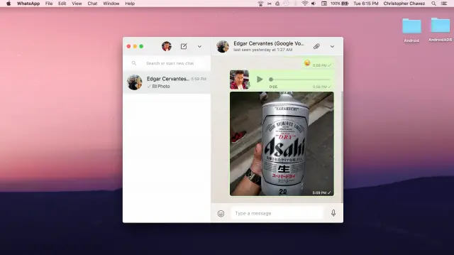 WhatsApp desktop app Mac OSX
