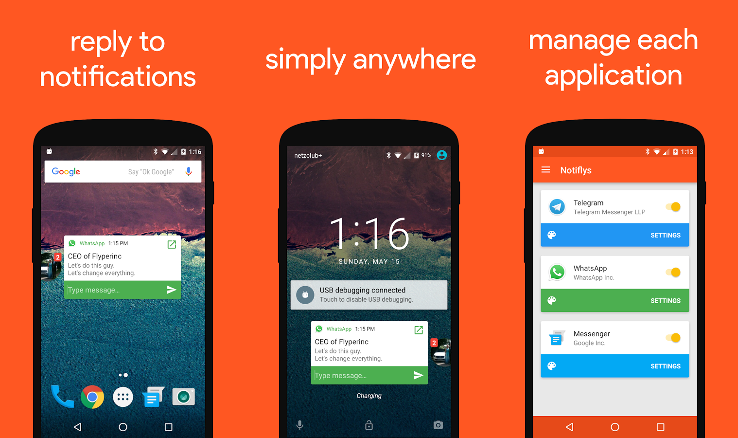 Download Notifly gives every messaging pop-up reply –