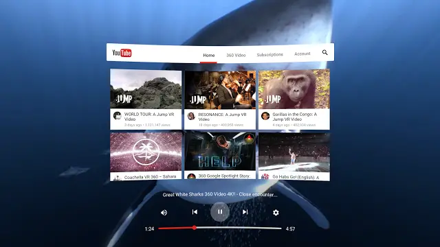 YouTube VR Interface