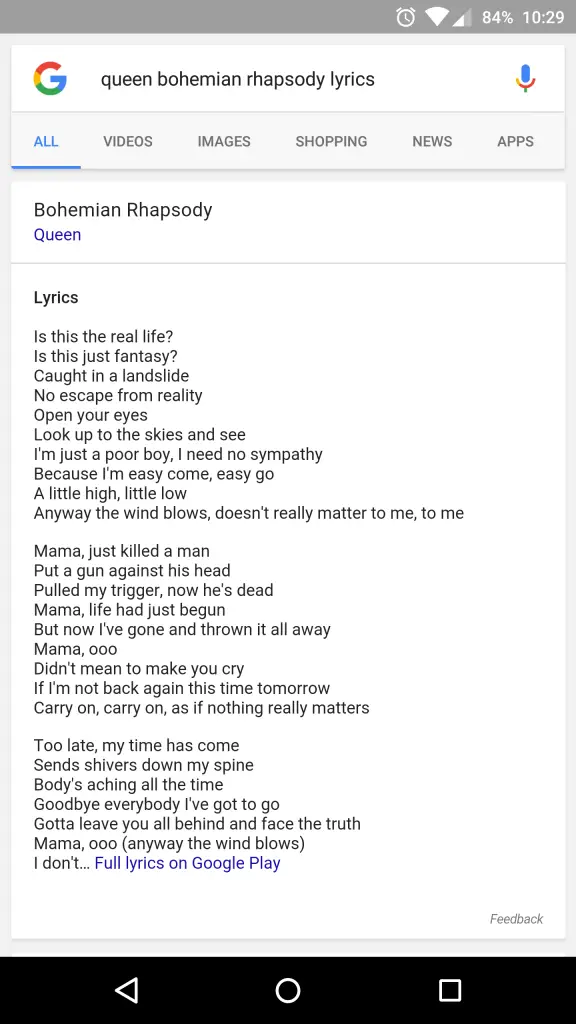 Google Is Putting Song Lyrics Right in Search Results Now