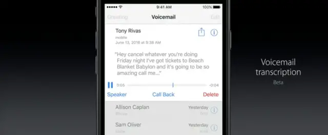 iOS 10 Voice Mail transcription