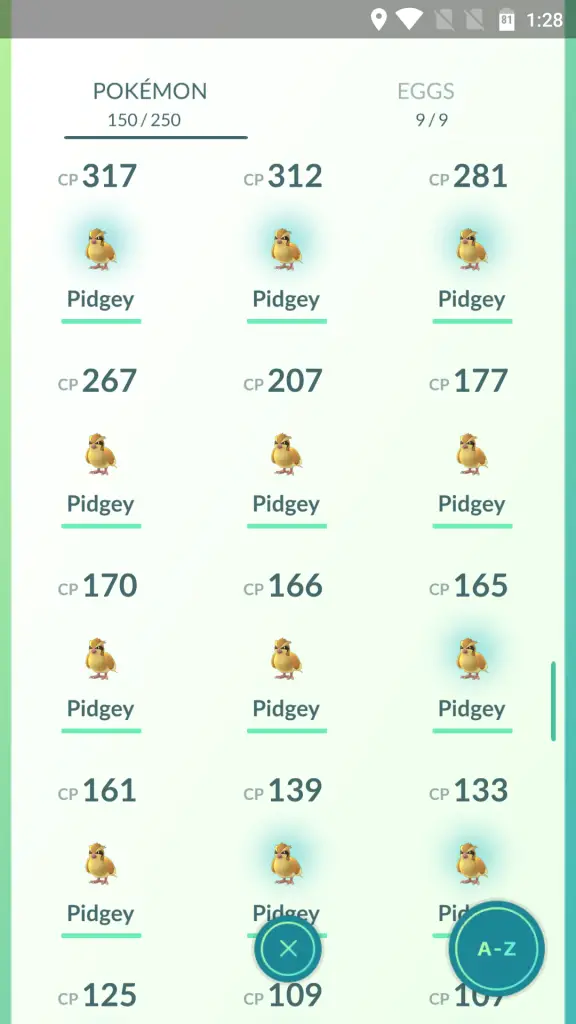 Pokemon Go Pidgey spam evolution