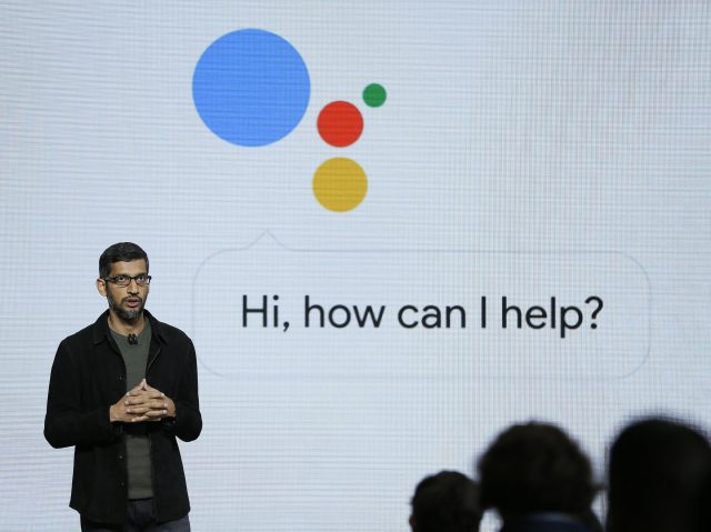 Google CEO Sundar Pichai talks about the Google Assistant, which will power the company's new line of smartphones and a voice-activated speaker.