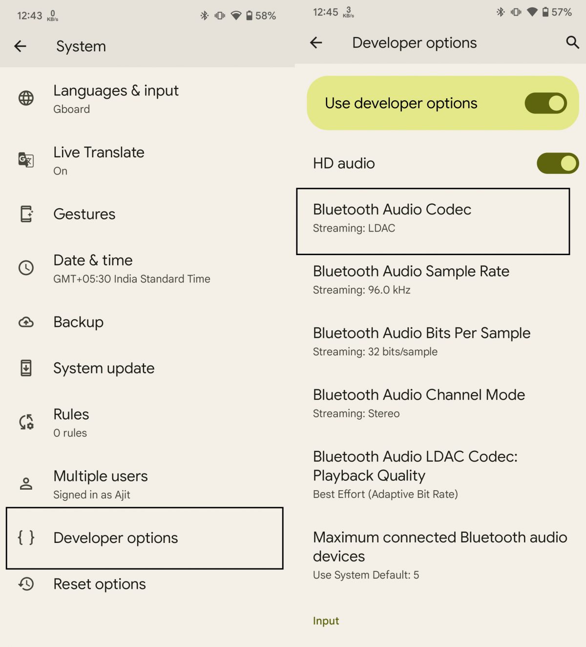 Como alterar codecs de áudio Bluetooth no Android