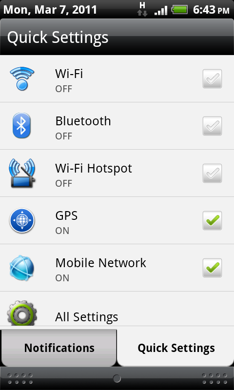 Android 2.3 settings.