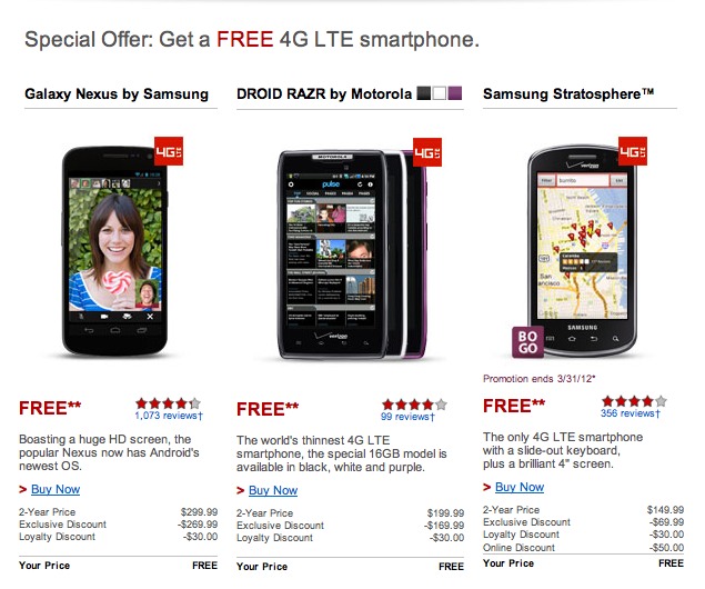 Verizon "loyal" customers are being offered the newest phones for free