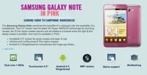 galaxy note pink uk